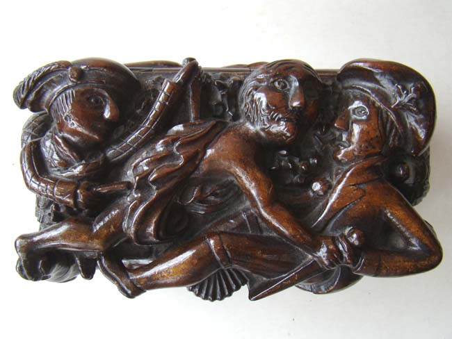 A Fabulous carved fruitwood "Bobbie Burns" Scottish tobacco box circa 1790-1800 — image 7